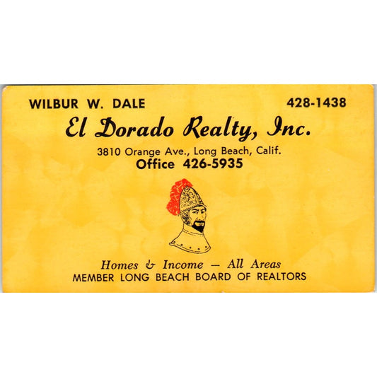 Wilbur W. Dale El Dorado Realty Inc Long Beach CA Vintage Business Card SD8-B1