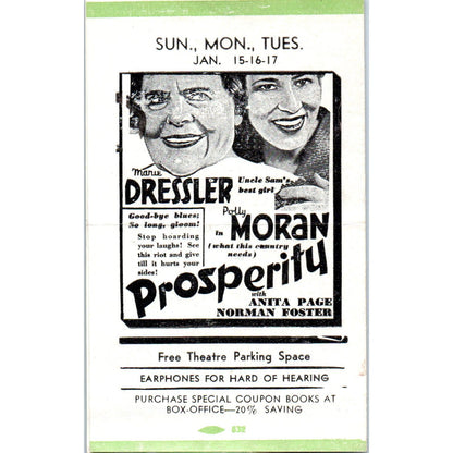c1932 Johnny J. Jones Alcyon Theatre Program Will Rogers Too Busy to Work AB9