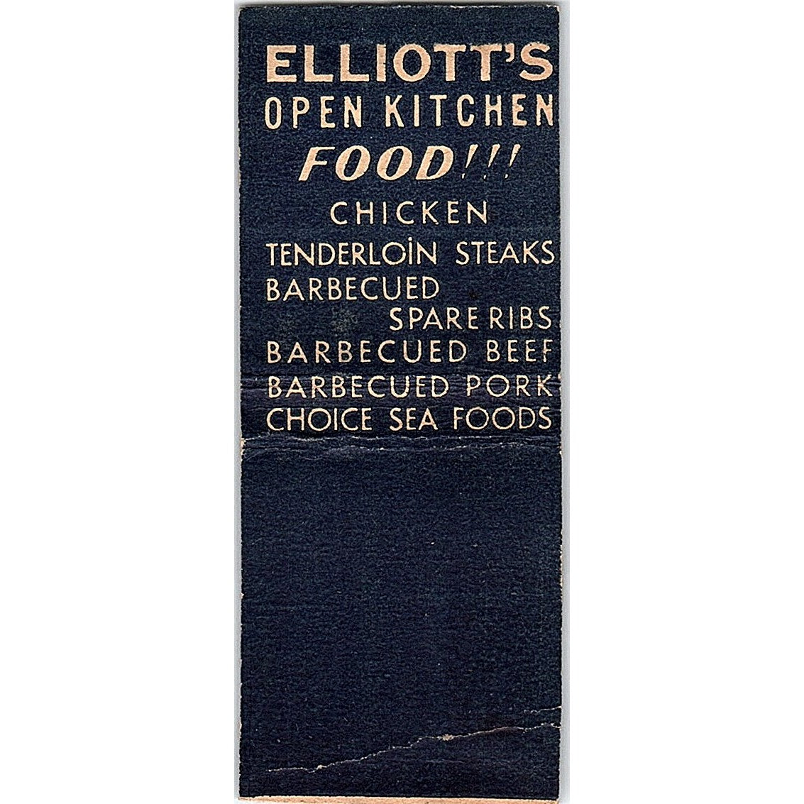 Elliott's Open Kitchen 534 W. Garfield Blvd Chicago Vtg Matchbook Cover SC7-Y7