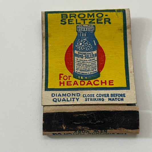 Bromo-Seltzer for Headaches Vintage Matchbook Cover TB8-MB-8