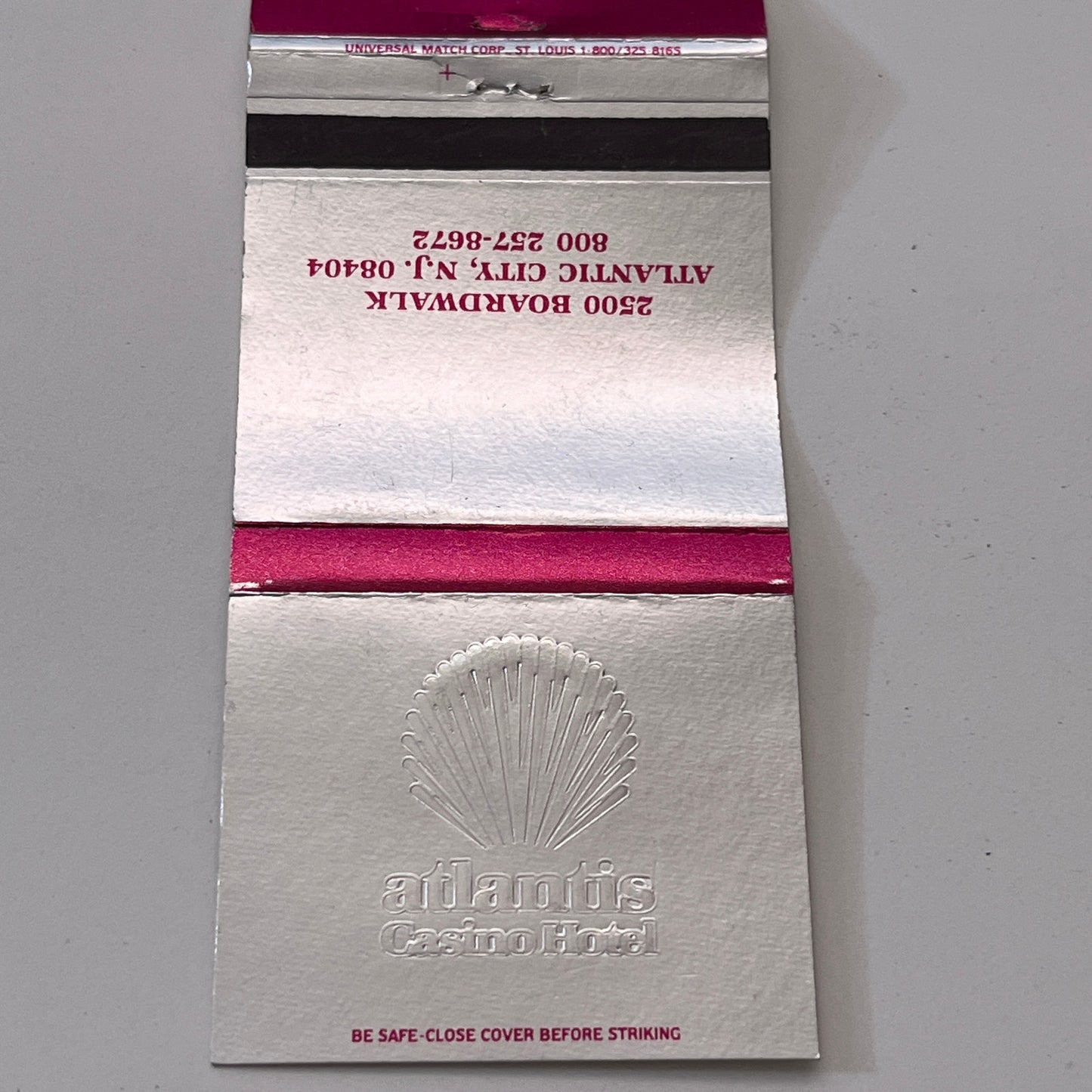 Atlantis Casino Hotel 2500 Boardwalk Atlantic City NJ Matchbook Cover TB6-MB1-9