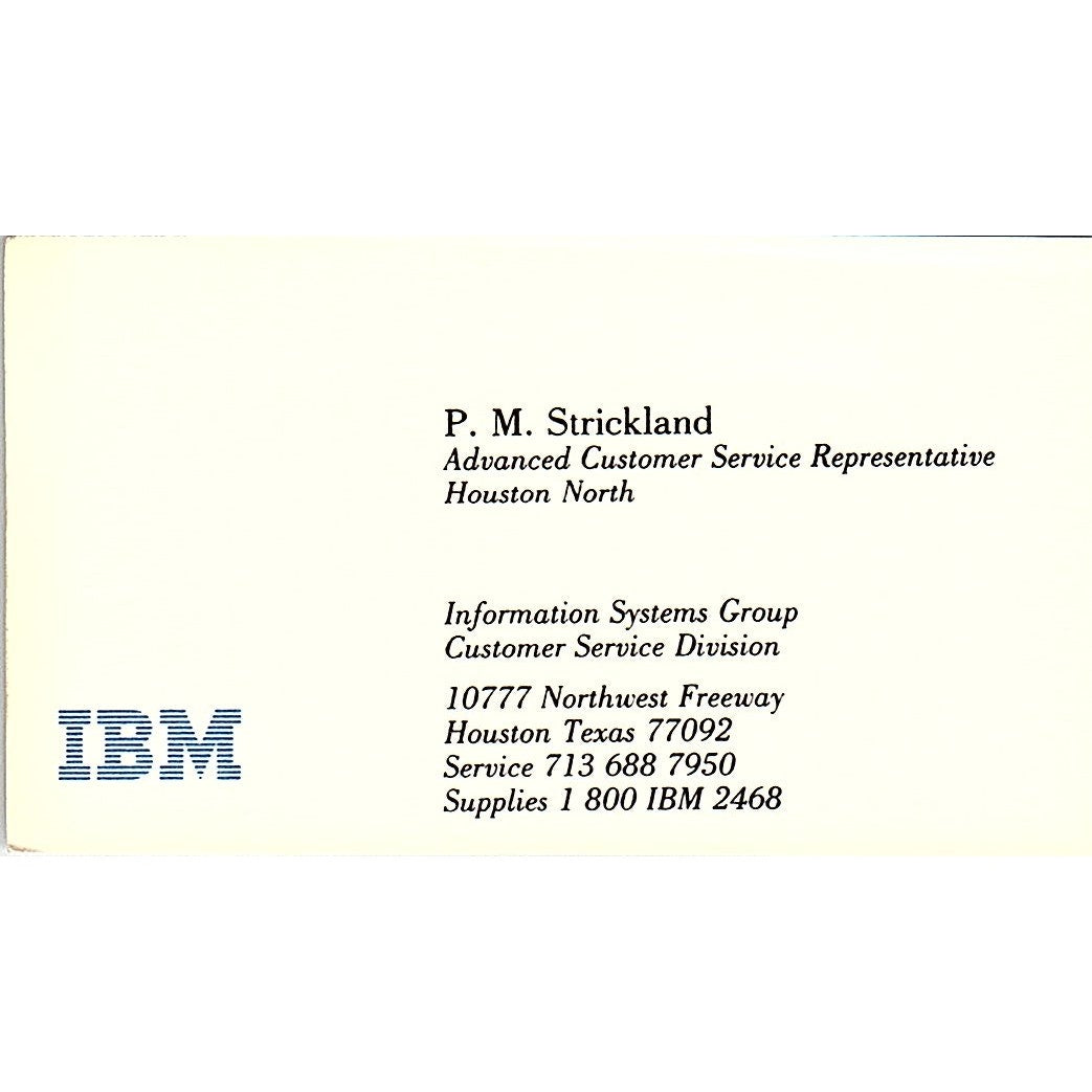 IBM P M Strickland Houston Texas Vintage Business Card SB4-B1
