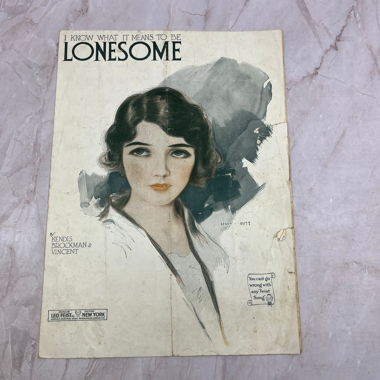 1919 I Know What It Means To Be Lonesome Kendis Brockman Antique Sheet Music Ti5