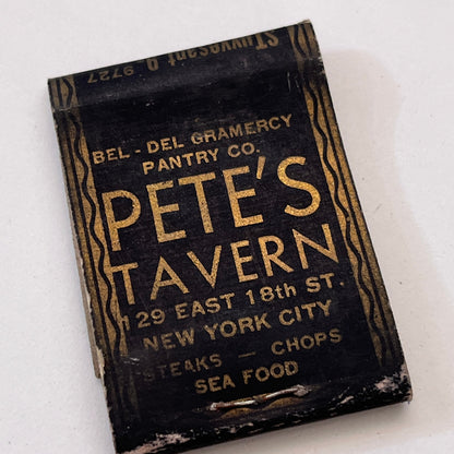 Pete's Tavern at Irving Place New York City Vintage Matchbook Cover TB8-MB3-3