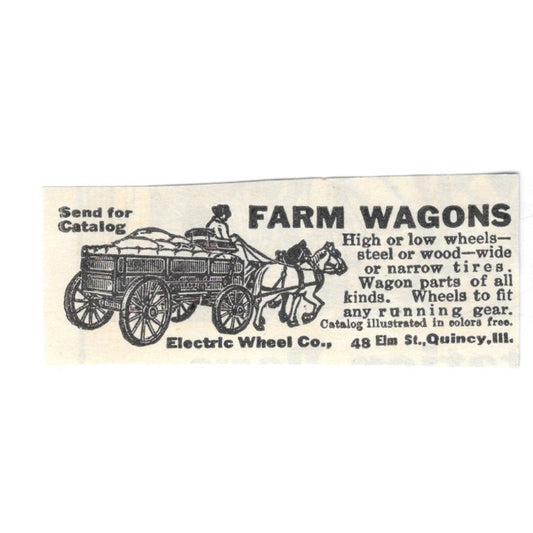 Electric Wheel Co Farm Wagons Quincy IL 1924 Ad AG3-S4