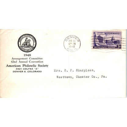 1948 American Philatelic Society 62nd Convention Postal Cover Envelope TG7-PC3