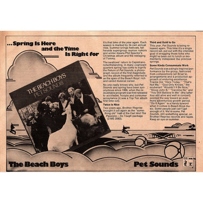 The Beach Boys - Pet Sounds Promo 6.5x9.5 1974 Ad AF6-18