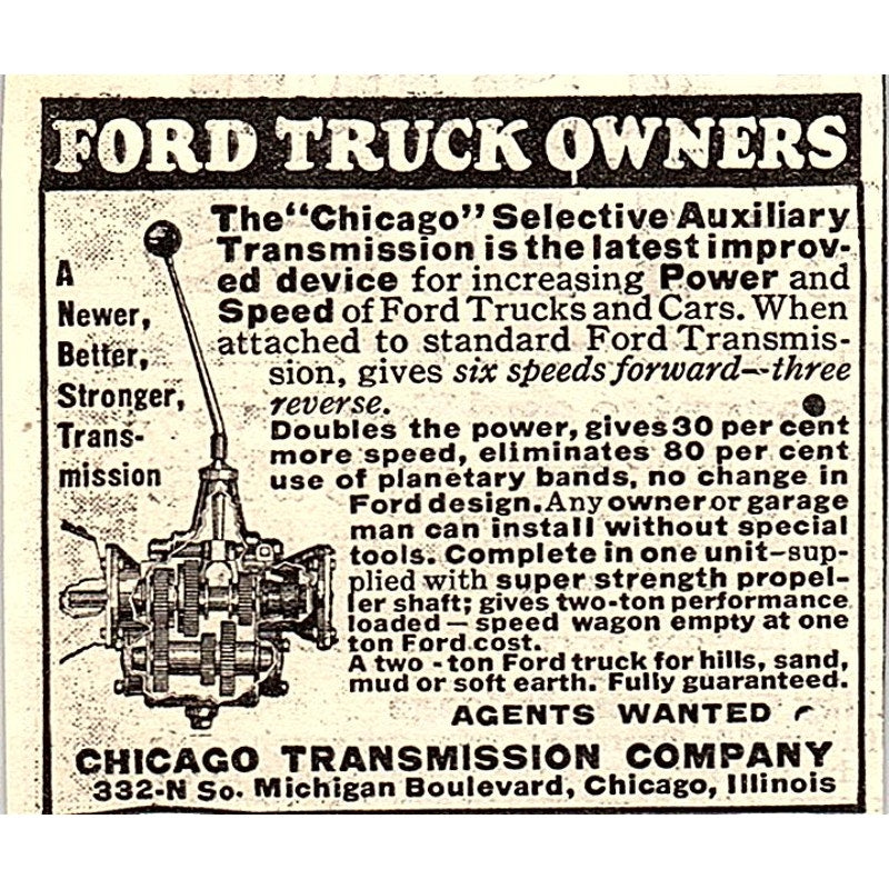 Chicago Transmission Company Ford Truck Auxiliary Service 1924 Ad AG3-S17