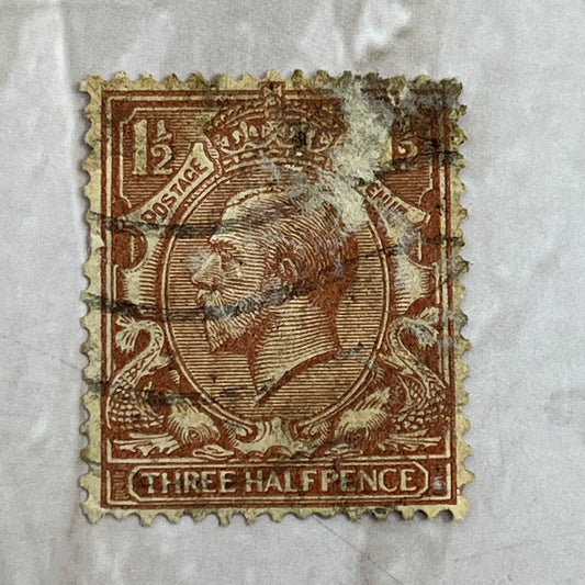1 1/2 Postage Revenue Three Halfpence Great Britain Stamp AE6