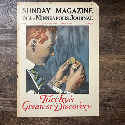 1915 Minneapolis Journal COVER Torchy's Discovery F. Foster Lincoln 10x14 V10