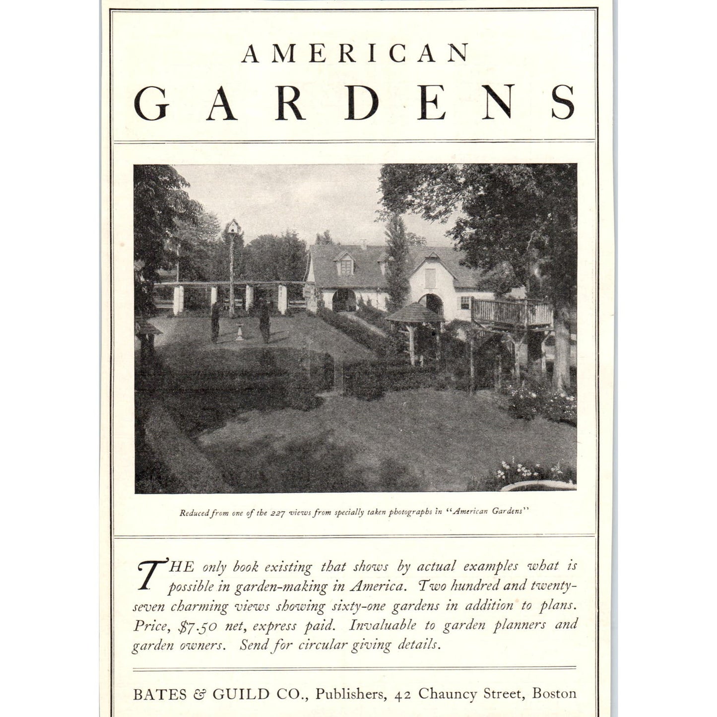 Bates & Guild Co American Gardens Guy Lowell c1905 Victorian Ad D13