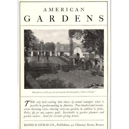 Bates & Guild Co American Gardens Guy Lowell c1905 Victorian Ad D13