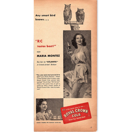 Royal Crown Cola - Maria Montex- Atlantis Motion Picture 1948 Ad AF8-1