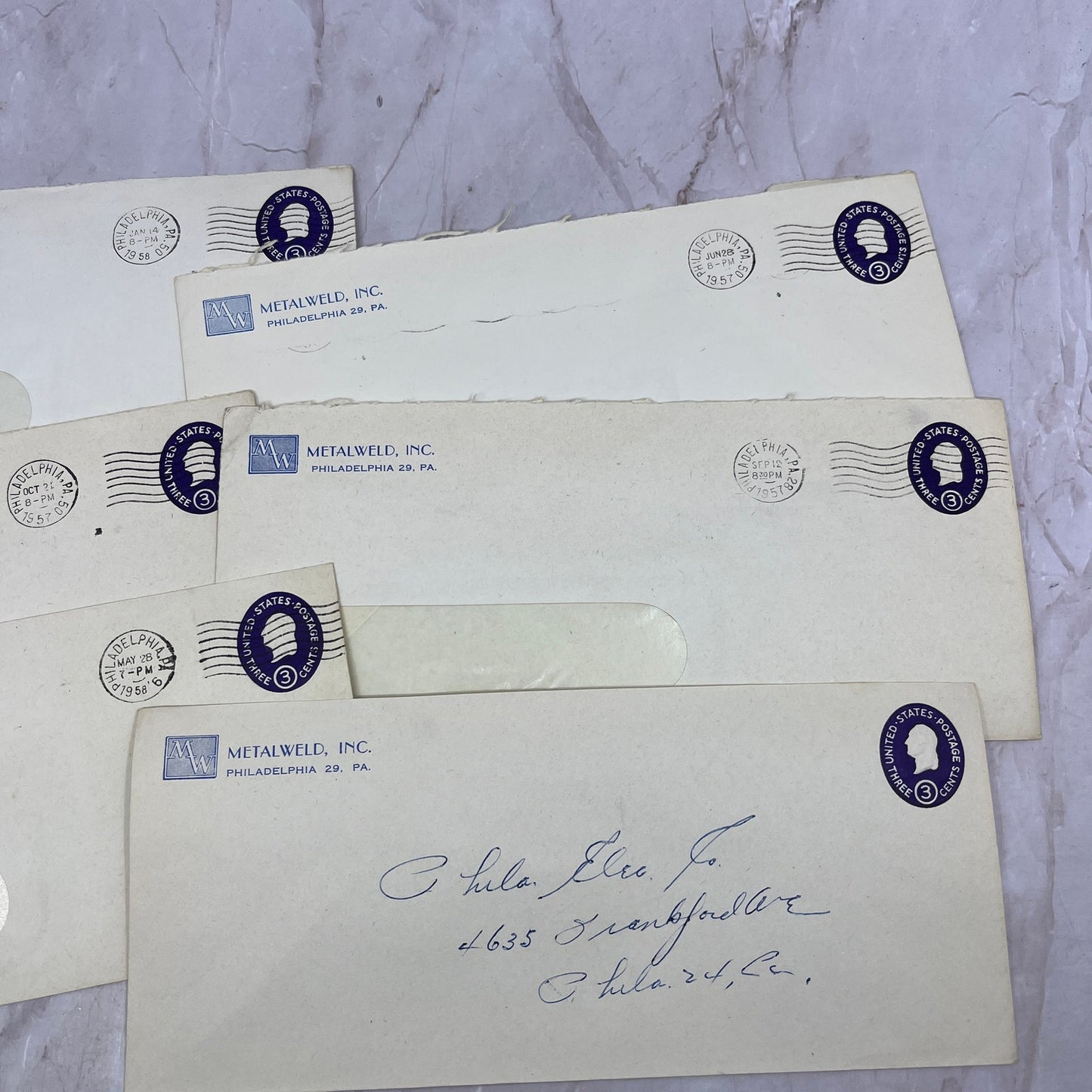 1950s Lot Metalweld Inc Philadelphia PA Postal Cover Envelopes TI5-E-21