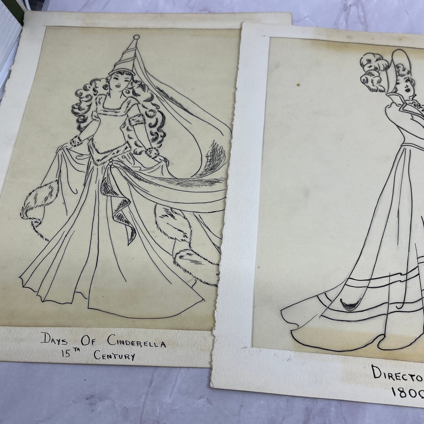 1940s Lot of 10 Period Fashion Sketches Winifred Schutsky Pratt Institute TC5