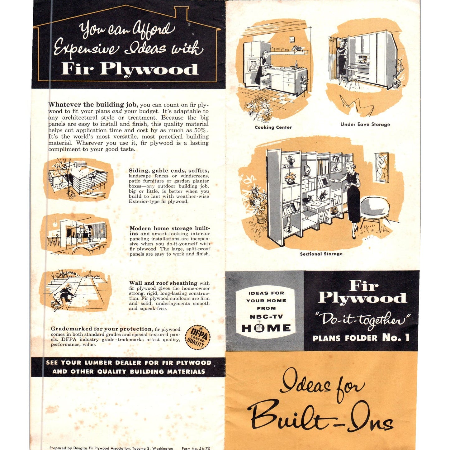 1956 Douglas Fir Plywood Do-It-Together Plans Folder #1 Ideas For Built-Ins D10