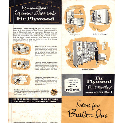 1956 Douglas Fir Plywood Do-It-Together Plans Folder #1 Ideas For Built-Ins D10