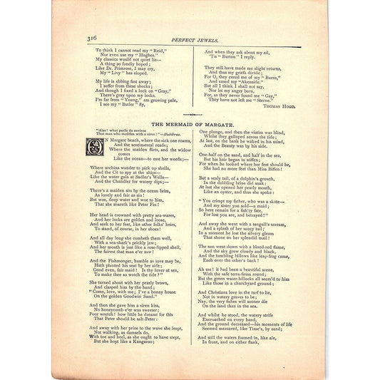 The Mermaid of Margate - Thomas Hood 2 Pages 1884 Poem TA5-CJ-6