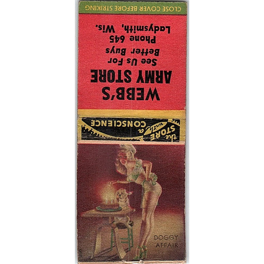 Webb's Army Store Ladysmith WI Pinup Vintage Matchbook Cover SF3-Y1