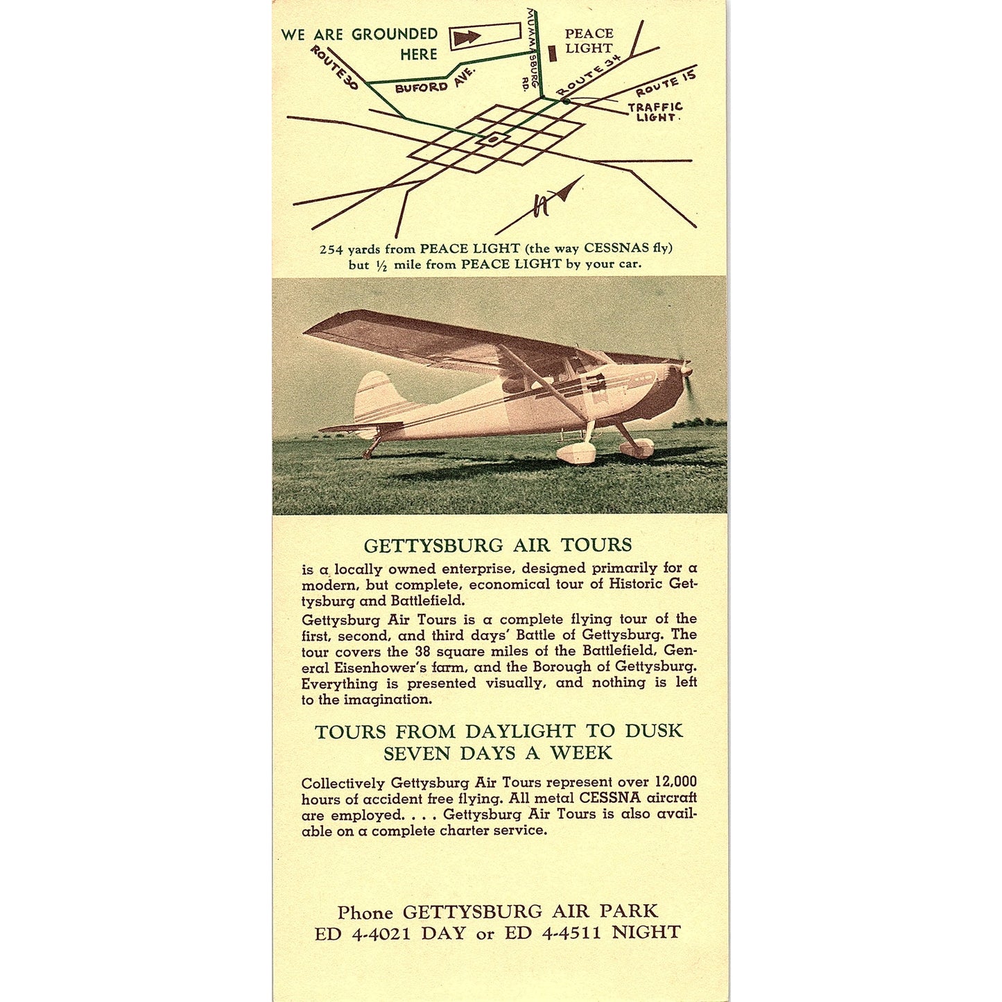 Gettysburg Air tours McCoy Motel PA Vintage Travel Leaflet TH2-TB5