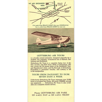 Gettysburg Air tours McCoy Motel PA Vintage Travel Leaflet TH2-TB5