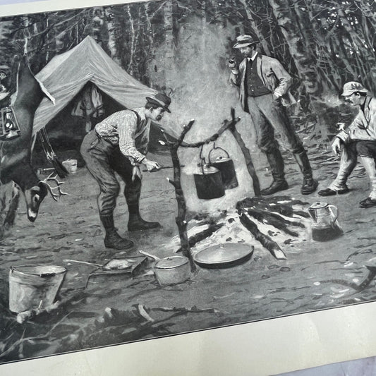 Supper in Camp - Original 1904 A.B. Frost Art Print V14-3
