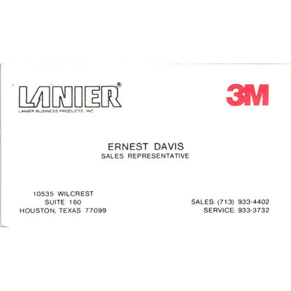 Ernest Davis 3M Lanier Houston TX Vintage Business Card SE3-B3