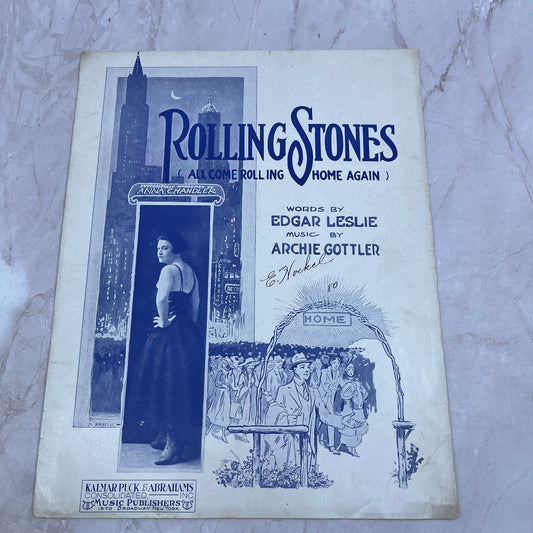 1916 Rolling Stones Edgar leslie Archie Gottler Antique Sheet Music Ti5