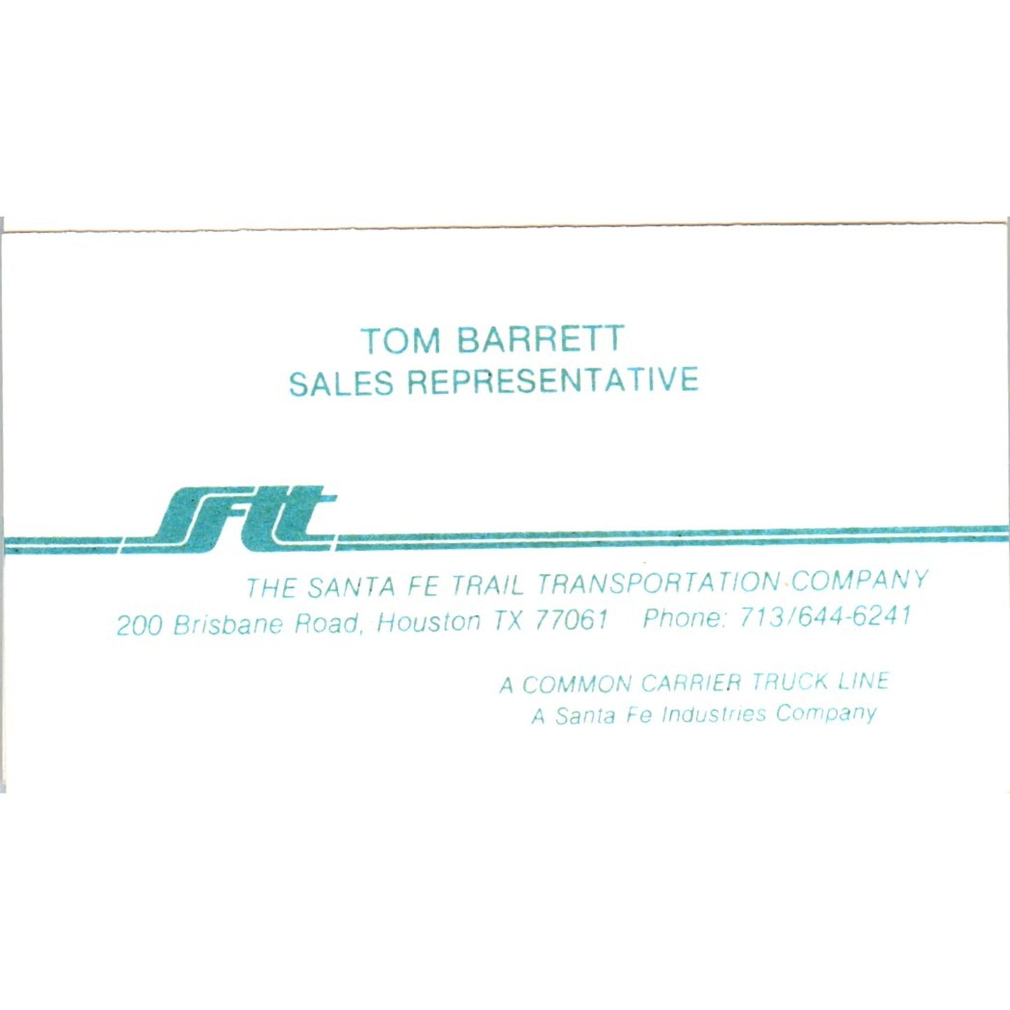 Roger Fellman The Santa Fe Trail Transportation Co Vintage Business Card SD4-B4