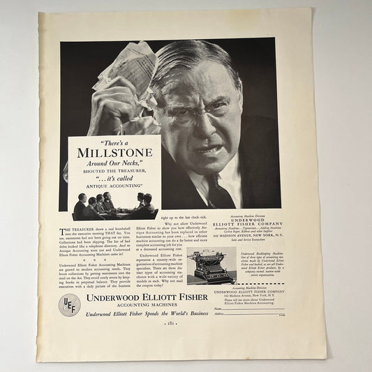 Underwood Elliott Fisher Accounting Machines New York 1935 Ad V1-4