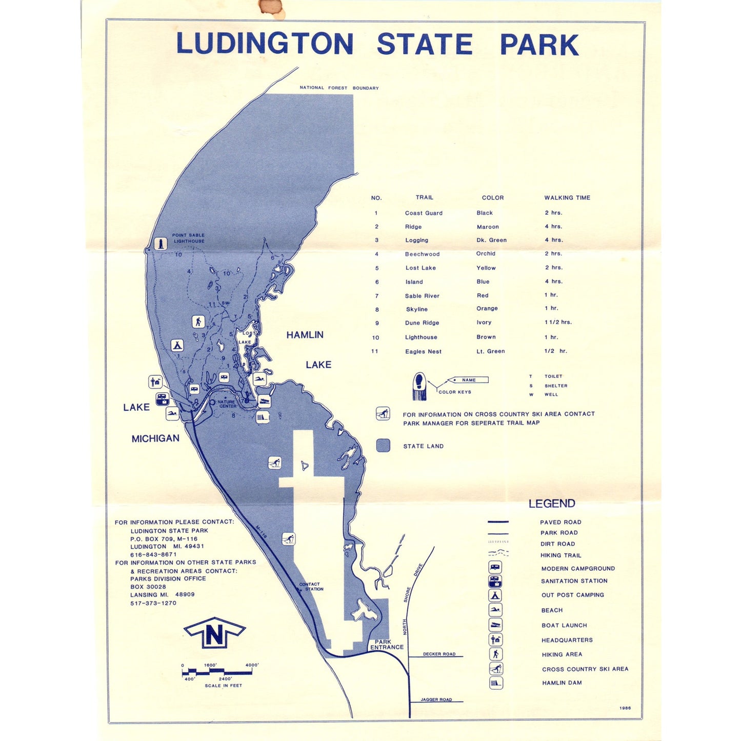 Vtg Ludington State Park and MI Recreation Areas Map & Travel Brochure TF4-B2