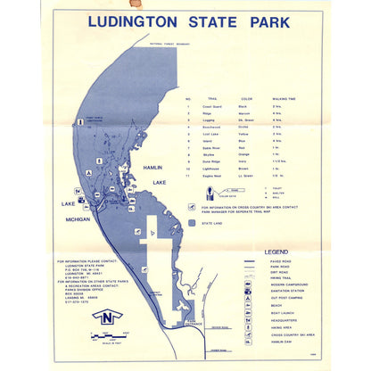 Vtg Ludington State Park and MI Recreation Areas Map & Travel Brochure TF4-B2