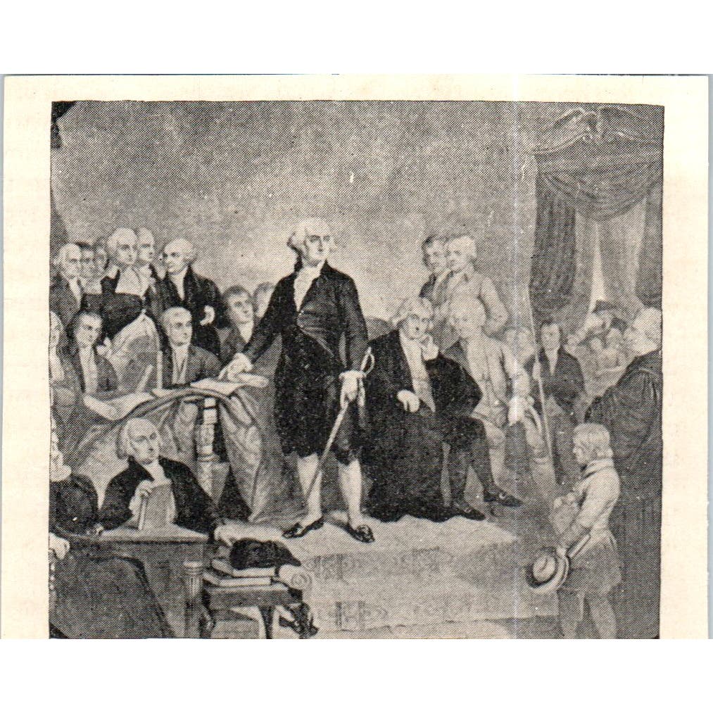 Washington Delivering his Inaugural Address c1890 Victorian Print AE8-CH5