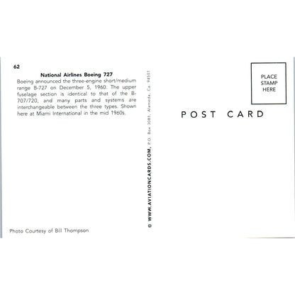 National Airlines Boeing 727 Vintage Postcard TG8-PC