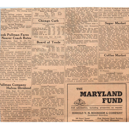 Town Tavern Straight Rye Whiskey 7" 1935 Minneapolis Journal Advertisement D10