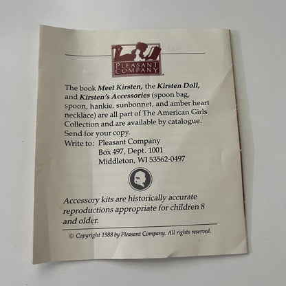 Kristen Larson 1988 Original American Girl Doll Brochure AI9-H3