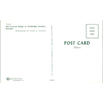 Old Covered Bridge Cambridge Junction VT Vintage Covered Bridge Postcard PC15