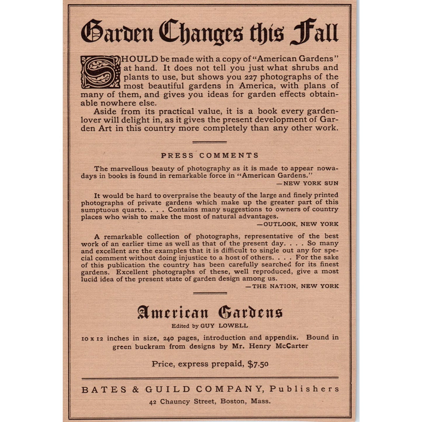 Bates & Guild Co Garden Changes This Fall Boston c1905 Victorian Ad D13