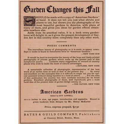 Bates & Guild Co Garden Changes This Fall Boston c1905 Victorian Ad D13