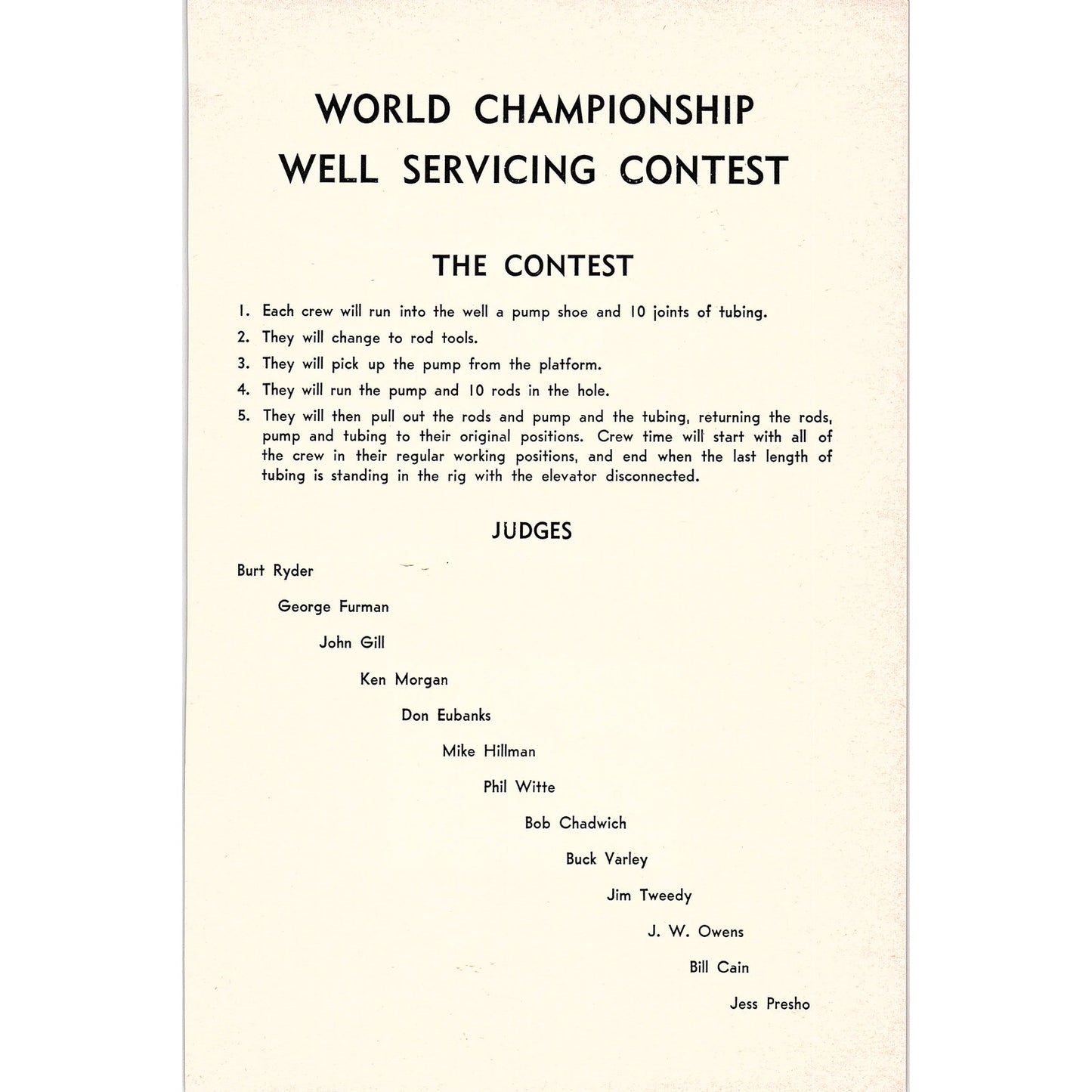 World Championship Well Servicing Contest - Taft CA 1965 Ad AF8-5