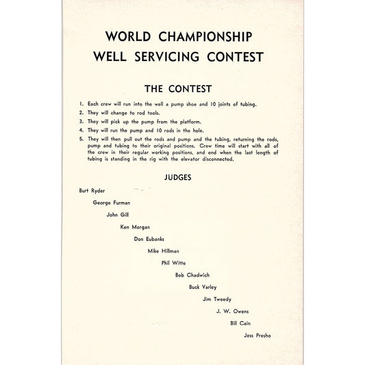 World Championship Well Servicing Contest - Taft CA 1965 Ad AF8-5