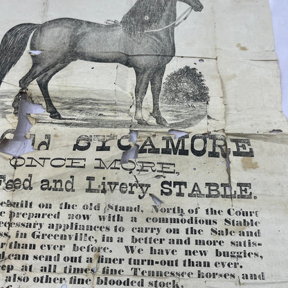 Parmer & Sons Livery & Stable Broadside Advertisement 9x12" Greenville AL AF9-4