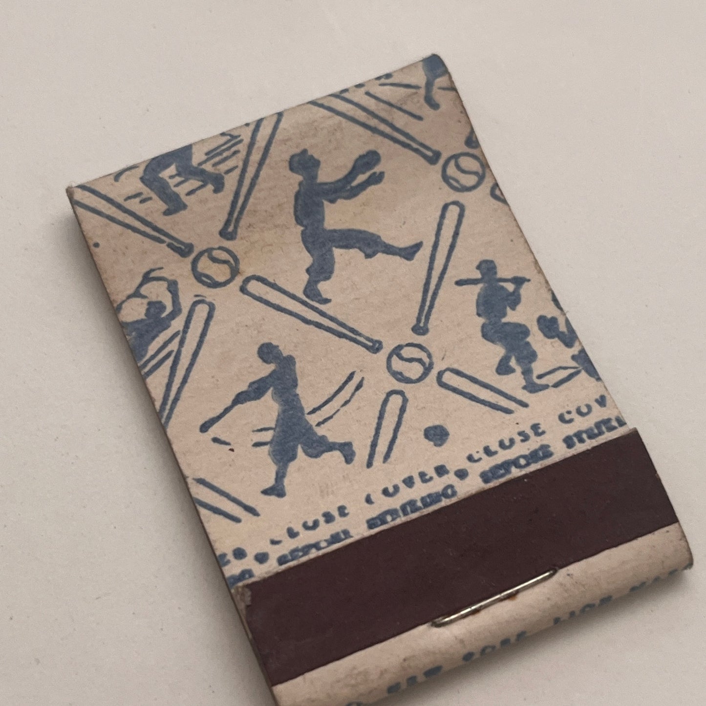 Play Ball Baseball Silhouettes Lion Match Vintage Matchbook Cover TB8-MB2-7