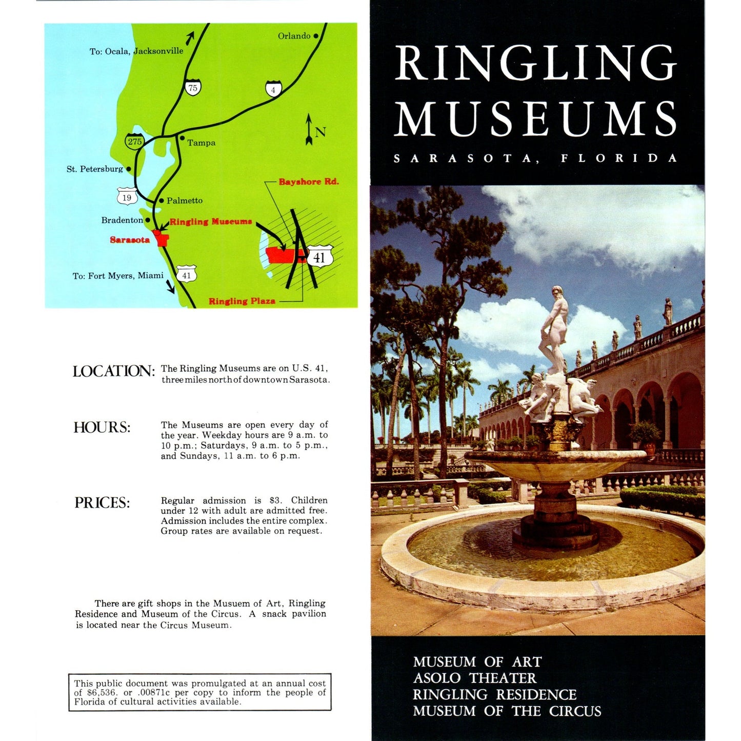 1980s Ringling Museums Sarasota Asolo Theatre Museum of Circus Brochure TF4-BA