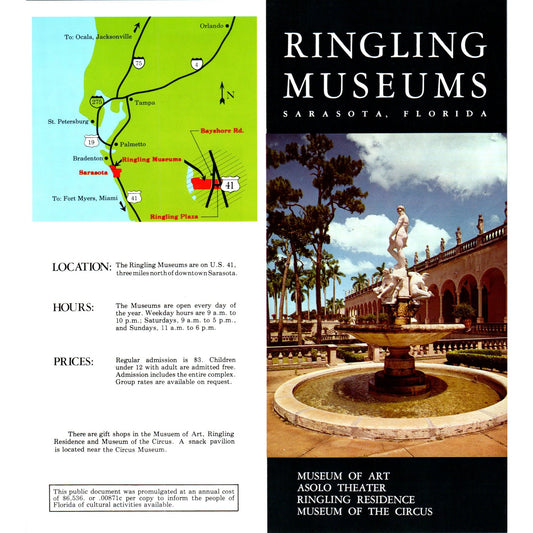 1980s Ringling Museums Sarasota Asolo Theatre Museum of Circus Brochure TF4-BA