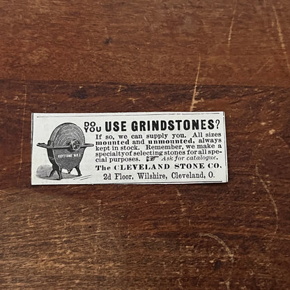 The Cleveland Stone Co Grindstores Ohio Original Advertisement AD8-P29