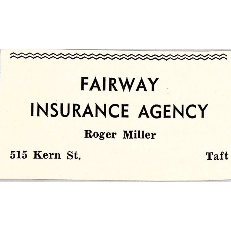 Fairway Ins Agency Roger Miller 515 Kern St - Taft CA 1965 Ad AF8-S26