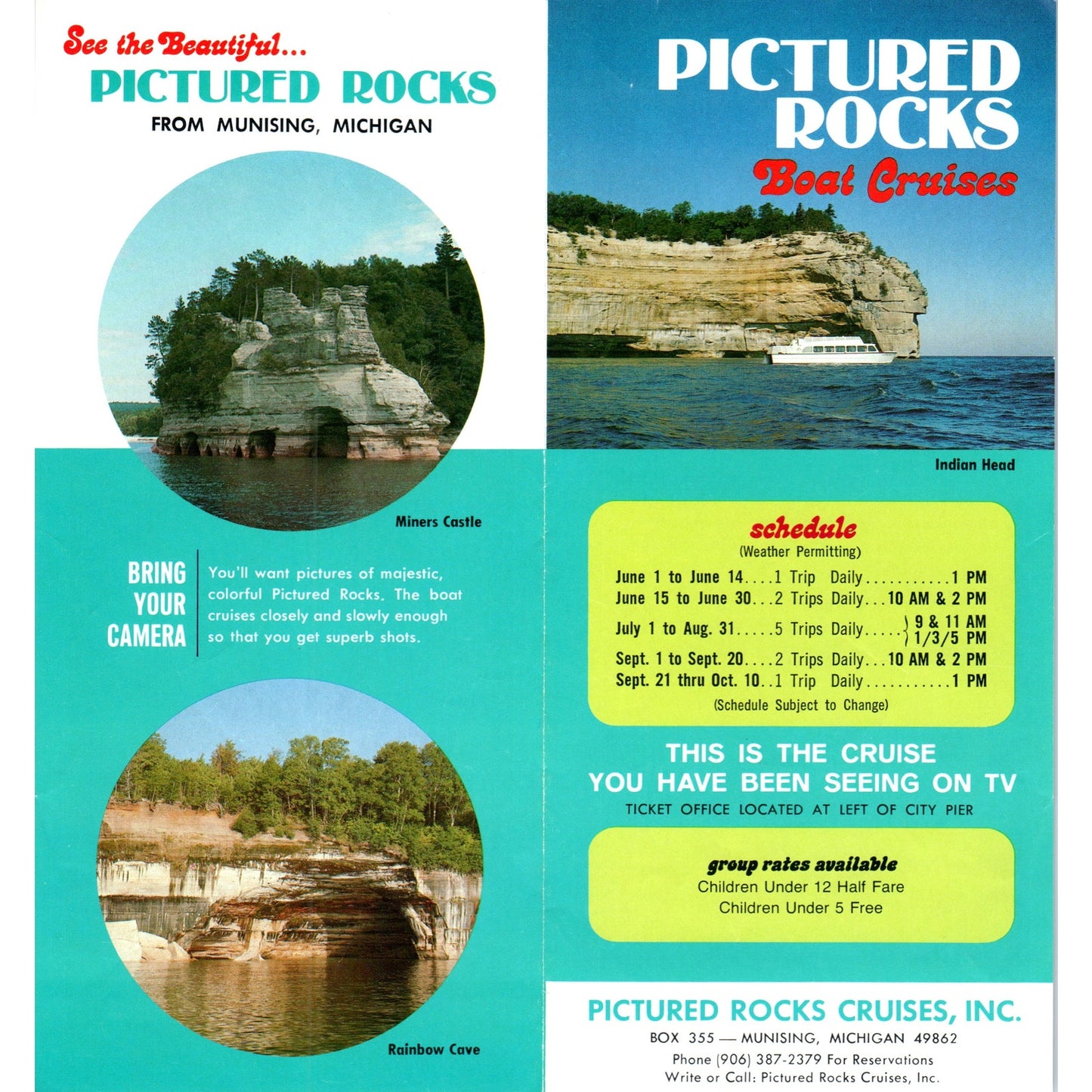 Vintage Pictured Rocks Boat Cruises Munising Michigan Travel Brochure TF4-B3