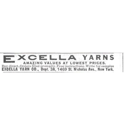 Excella Yarn Co. Excella Yarns New York NY 1936 Ad SAG4-S12