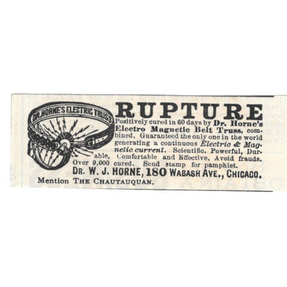 W.J. Horne Electromagnetic Belt Truss Rupture c1890 Victorian Ad AE8-CH11